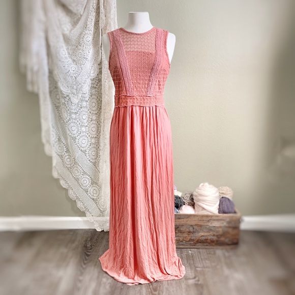 h&m pink maxi dress